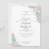 Koesschoenen | Beach Seashells Coral and Blauwgroe Kaart (Voorkant)