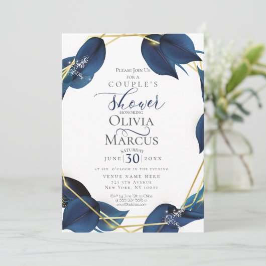 Koesschoenen | Modern Deep Indigo Blue and Gold Kaart (Staand voorkant)