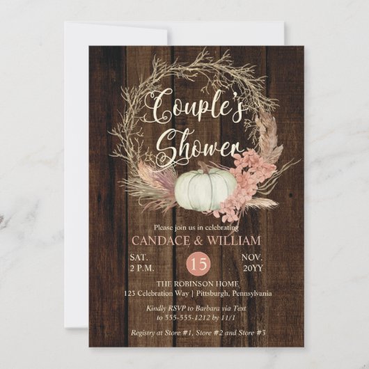 Koesschoenen - Rustic Pampas Wreath Kaart (Voorkant)