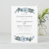 Koesschoenen | Waterverf Dusty Blue Floral Aankondiging (Staand voorkant)