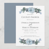 Koesschoenen | Waterverf Dusty Blue Floral Aankondiging (Voorkant / Achterkant)