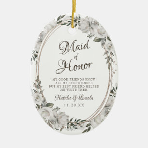 Koester Bloemen Aan de Maid of Honor Quote Keramisch Ornament