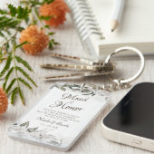 Koester Bloemen Aan de Maid of Honor Quote Sleutelhanger (Voorkant Rechts)