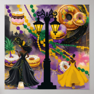 Koester de nacht - Mardi Gras Beïnvloed Design Poster