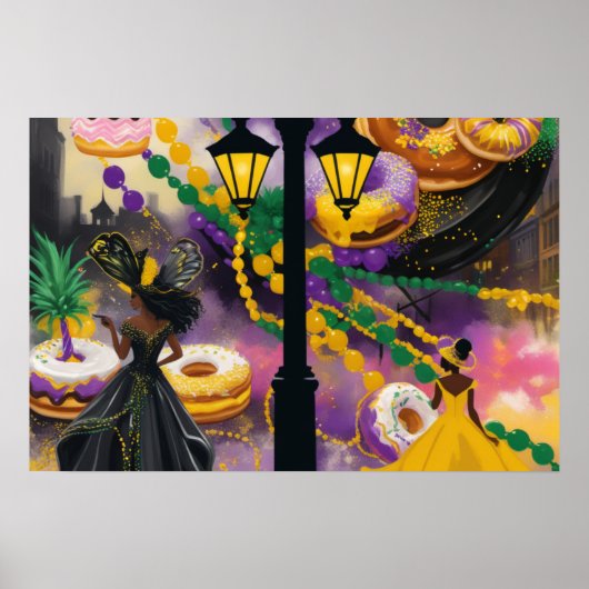 Koester de nacht - Mardi Gras Beïnvloed Design Poster (Voorkant)