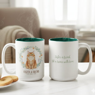 Koester een vriend kat gember bloemenkrans tweekleurige koffiemok
