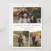Koester elk moment Familie Kerstmis 3 Foto Feestdagenkaart (Voorkant)