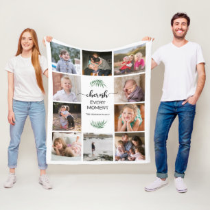 Koester elk moment fotocollage wit fleece deken