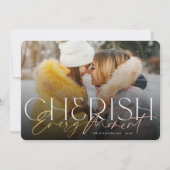 Koester elk moment gewaagde klassieke typografie f feestdagenkaart (Voorkant)