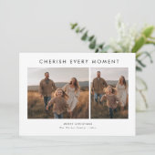 Koester elk moment moderne familiefoto Kerstmis Feestdagenkaart (Staand voorkant)