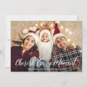 Koester elk moment Vrolijke Kerstmis Foto Feestdagenkaart (Voorkant)