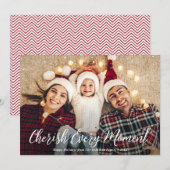 Koester elk moment Vrolijke Kerstmis Foto Feestdagenkaart (Voorkant / Achterkant)