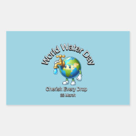 Koester elke druppel. Wereldwaterdag. Rechthoekige Sticker