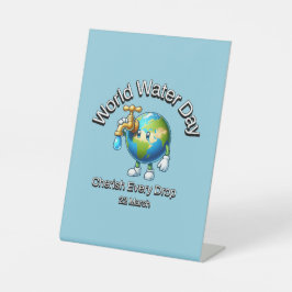 Koester elke druppel. Wereldwaterdag. Reclamebord Met Voetstuk