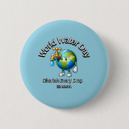 Koester elke druppel. Wereldwaterdag. Ronde Button 5,7 Cm