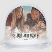 Koester het moment Familiefoto met Hond Kerstmis Sneeuwbol (Achterkant)