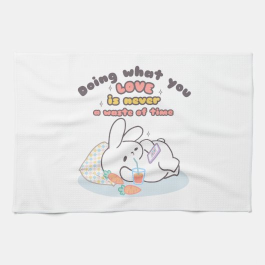 Koester je passies - een gezellige konijnenherinne theedoek (Horizontaal)