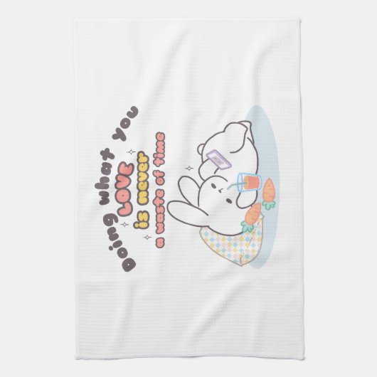 Koester je passies - een gezellige konijnenherinne theedoek (Verticaal)