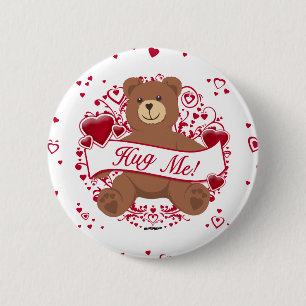 Koester me! De Teddybeer van de Valentijnsdag Ronde Button 5,7 Cm