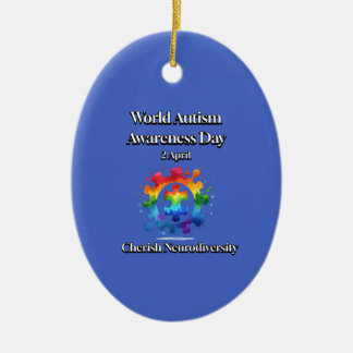 Koester neurodiversiteit. Wereld Autisme Bewustzij Keramisch Ornament