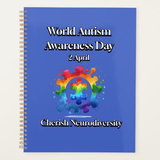 Koester neurodiversiteit. Wereld Autisme Bewustzij Planner (Voorkant)