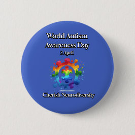 Koester neurodiversiteit. Wereld Autisme Bewustzij Ronde Button 5,7 Cm