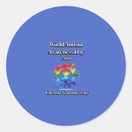 Koester neurodiversiteit. Wereld Autisme Bewustzij Ronde Sticker