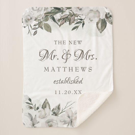 Koester Roos De nieuwe Mr & Mrs Passen getrouwd Sherpa Deken (Voorkant)