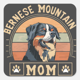 Koester uw liefde: Berner Mountain Dog Mam Vierkante Sticker