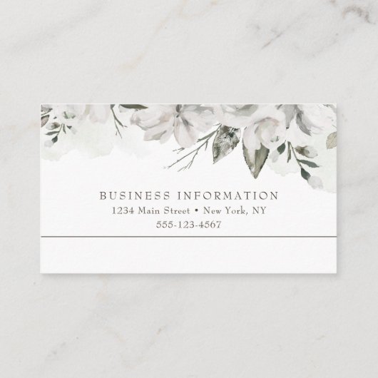 Koester  Witte Bloemen Custom Text Business Klantenkaartje (Achterkant)