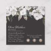  Koester Witte Bloemen & Roos Goud Ingelijst Vierkante Visitekaartje (Achterkant)