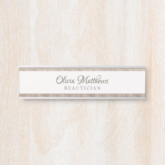  Koester Witte Bloemen & Roos Gouden Naam Deurbordje (Voorkant)