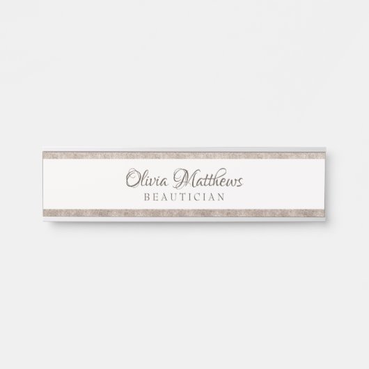  Koester Witte Bloemen & Roos Gouden Naam Deurbordje (Voorkant)