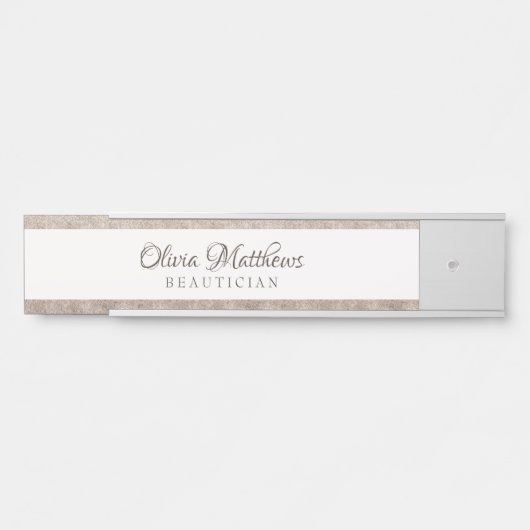  Koester Witte Bloemen & Roos Gouden Naam Deurbordje (Voorkant)