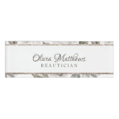  Koester Witte Bloemen & Roos Gouden Naam Naambadge (Voorkant)