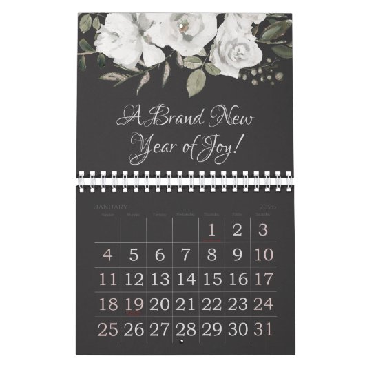 Koester Witte Bloemen Uw Aangepaste Citaten Kalender (Jan 2026)