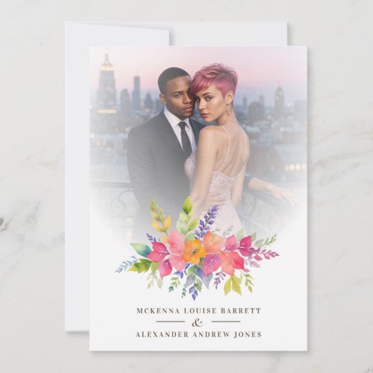 Koesterde kleurrijke bloemen & gebladerte Garland Kaart (Voorkant)