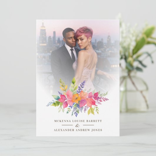 Koesterde kleurrijke bloemen & gebladerte Garland Kaart (Staand voorkant)