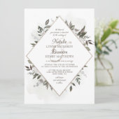  Koesteren Roos Goud Diamant Lijst Bruiloft Kaart (Staand voorkant)