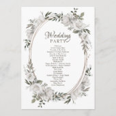  Koesteren Wit Bloemen Ovaal Bruiloft Ceremonie Programmakaart (Achterkant)
