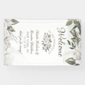 Koesteren Wit Bloemen Roos Bruiloft Welkom Spandoek (Horizontaal)