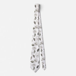 Koesteren Wit Bloemen & Rozen Bruiloft bruidegom Stropdas