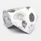 Koesteren Wit Bloemen & Rozen Bruiloft bruidegom Stropdas (Opgerold)