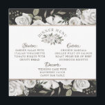 Koesteren Wit Bloemen & Rozen Vierkant Diner Menu<br><div class="desc">Cherish White Bloemen & Roos Goud geschilderde Rozen en bloemen. Een klassieke en elegante look, en veel grijs, ivoorwit, Roos goud, stoffig roze, dennengroen en grijs bladeren en bladeren. Met handgeschilderde bloemelementen, klassieke scriptlettertypen en een elegante Rozen gouden glitter Folie geometrische rechthoek Lijst op een houtskool donkergrijs bijna zwarte kleur...</div>
