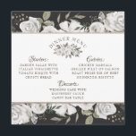 Koesteren Wit Bloemen & Rozen Vierkant Diner Menu<br><div class="desc">Cherish White Bloemen & Roos Goud geschilderde Rozen en bloemen. Een klassieke en elegante look, en veel grijs, ivoorwit, Roos goud, stoffig roze, dennengroen en grijs bladeren en bladeren. Met handgeschilderde bloemelementen, klassieke scriptlettertypen en een elegante Rozen gouden glitter Folie geometrische rechthoek Lijst op een houtskool donkergrijs bijna zwarte kleur...</div>