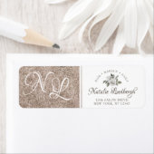 Koesteren  wit bloemmonogram adres etiket (Insitu)