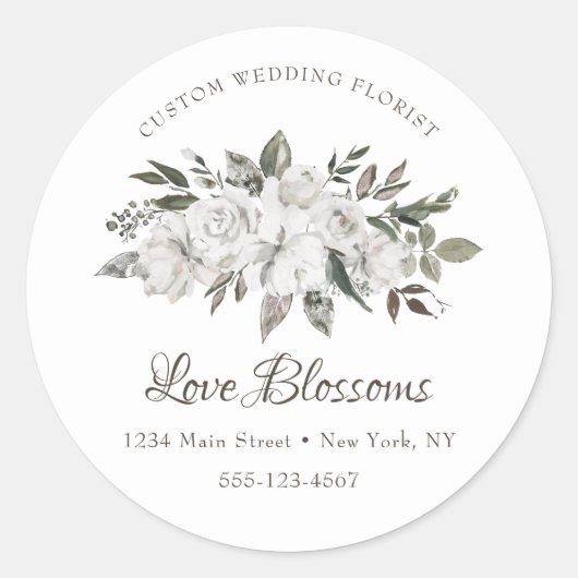 Koesteren Wit Custom Text Business Logo Ronde Sticker (Voorkant)