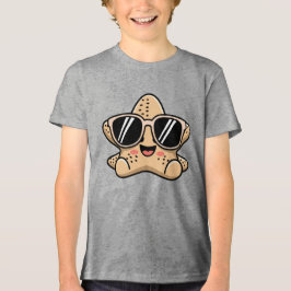 Koesterige Zeester met Zonnebril Strand Sfeer Tri-Blend Shirt