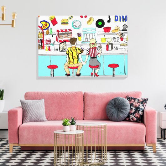 Koesverband 1950 bij de Diner Canvas Afdruk (Insitu (Woonkamer))