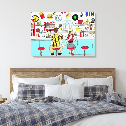 Koesverband 1950 bij de Diner Canvas Afdruk (Insitu (Slaapkamer))